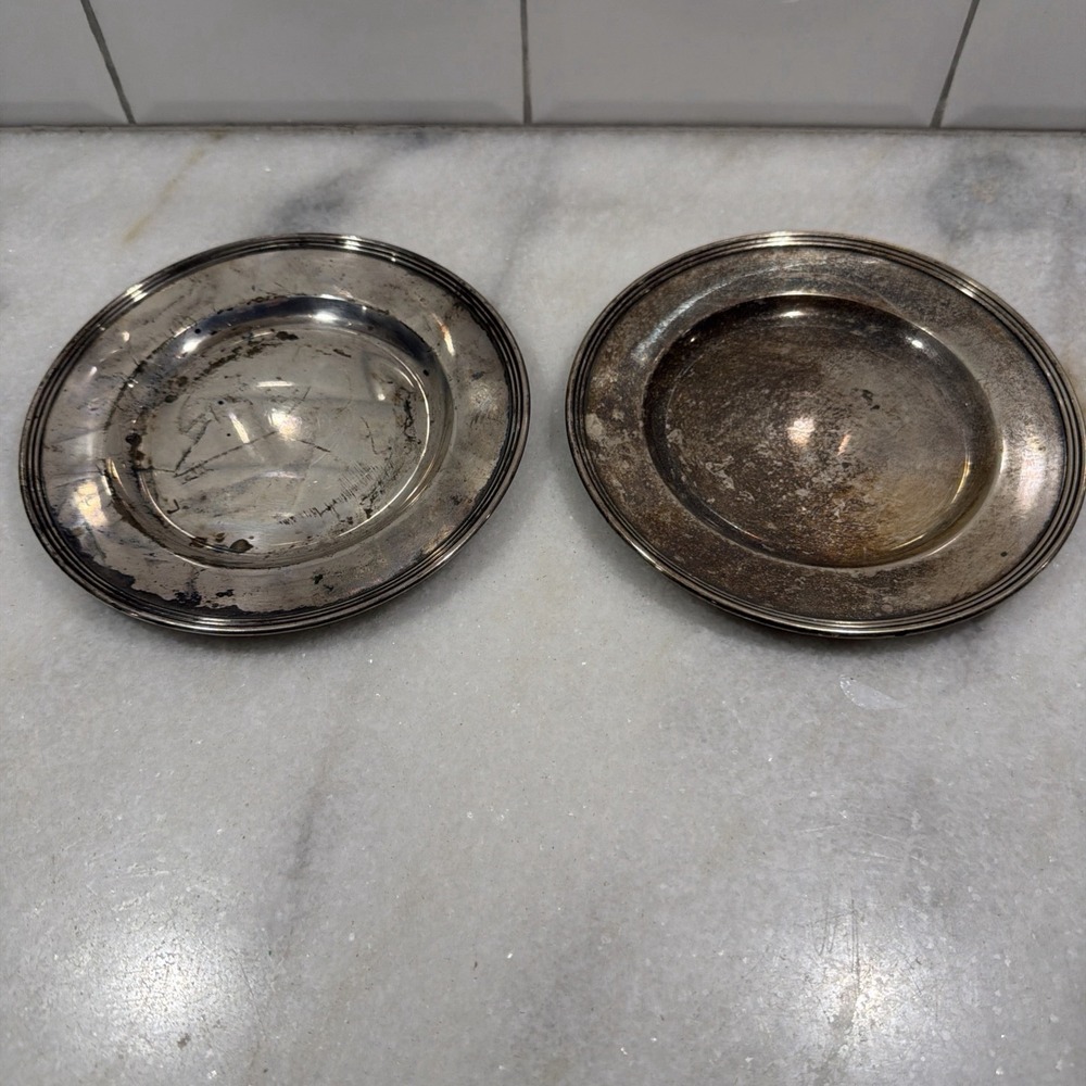 Set Of 2 Saint Hilaire Vintage Metal Plate Tray (K331)